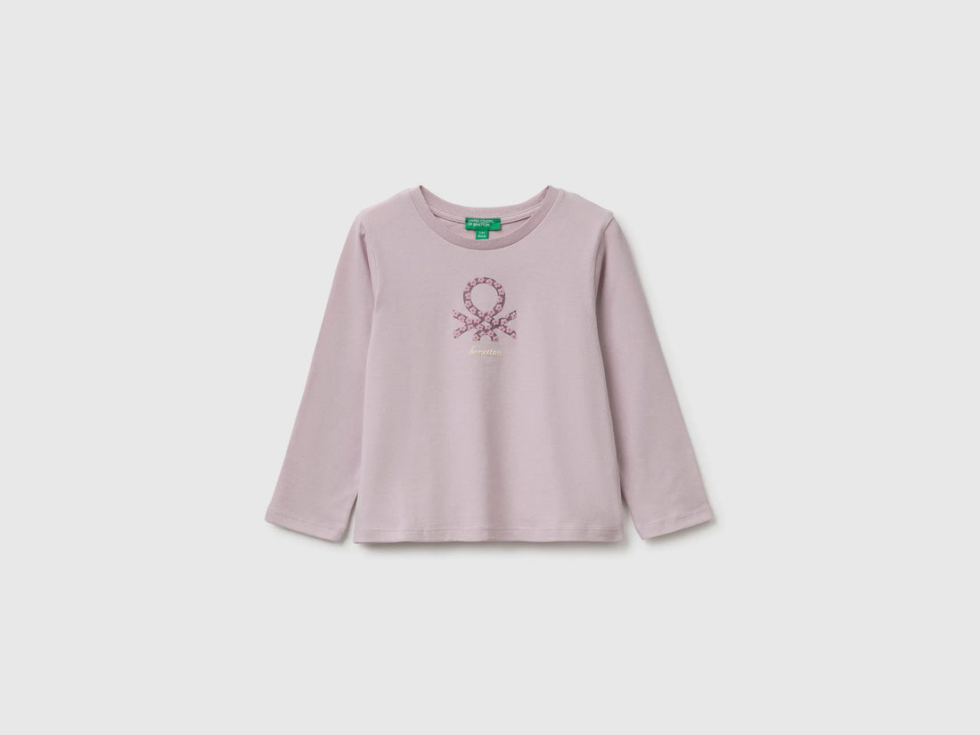 Benetton Pink Girls T-Shirt with Puffy Print SKU: 3ATNG10NI_197 Image 01