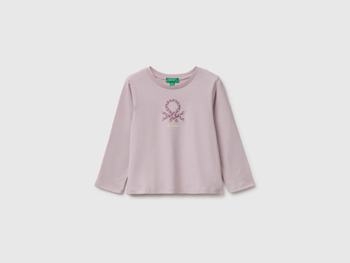 Benetton Pink Girls T-Shirt with Puffy Print SKU: 3ATNG10NI_197 Image 01