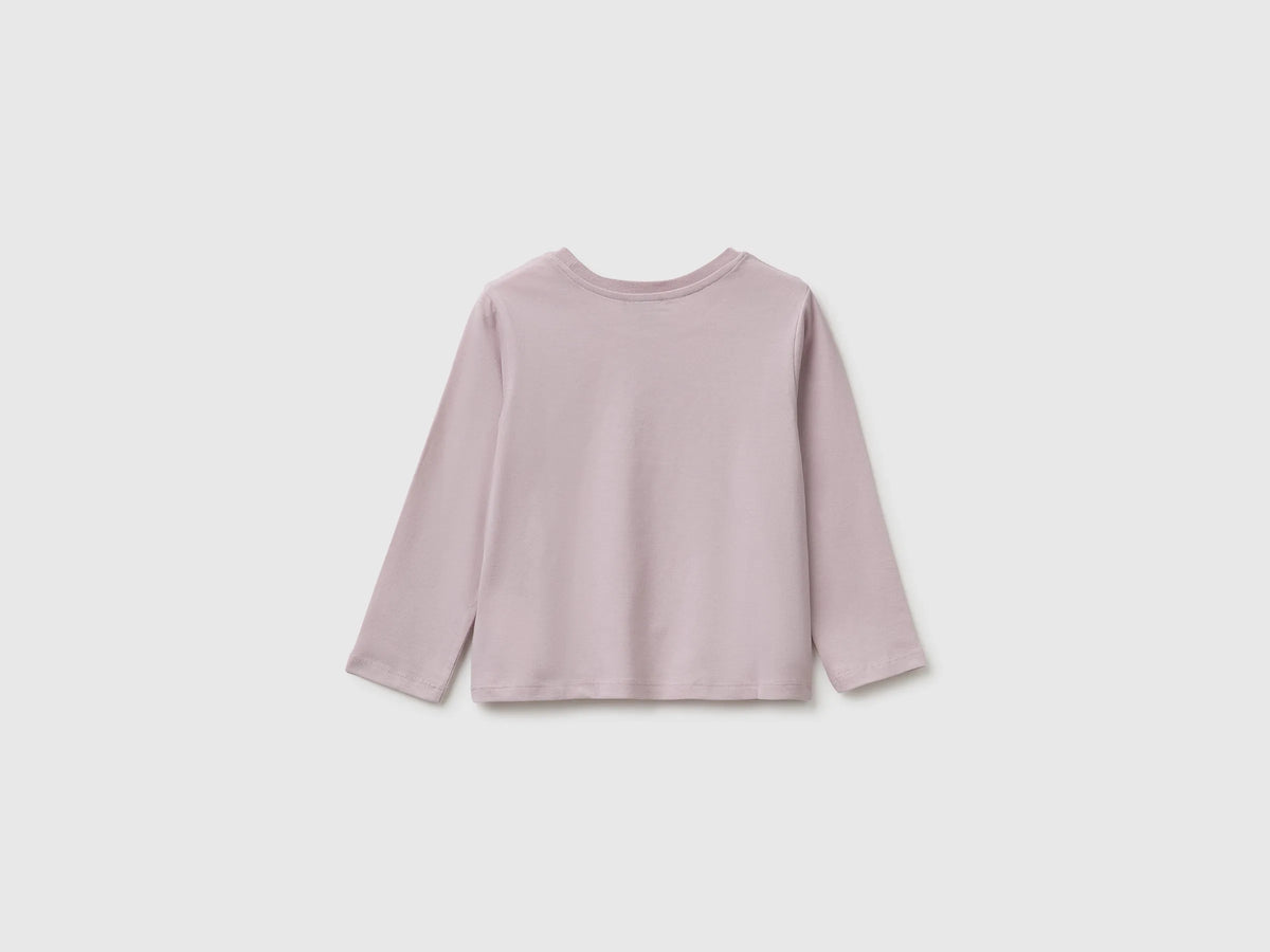 Benetton Pink Girls T-Shirt with Puffy Print SKU: 3ATNG10NI_197 Image 02
