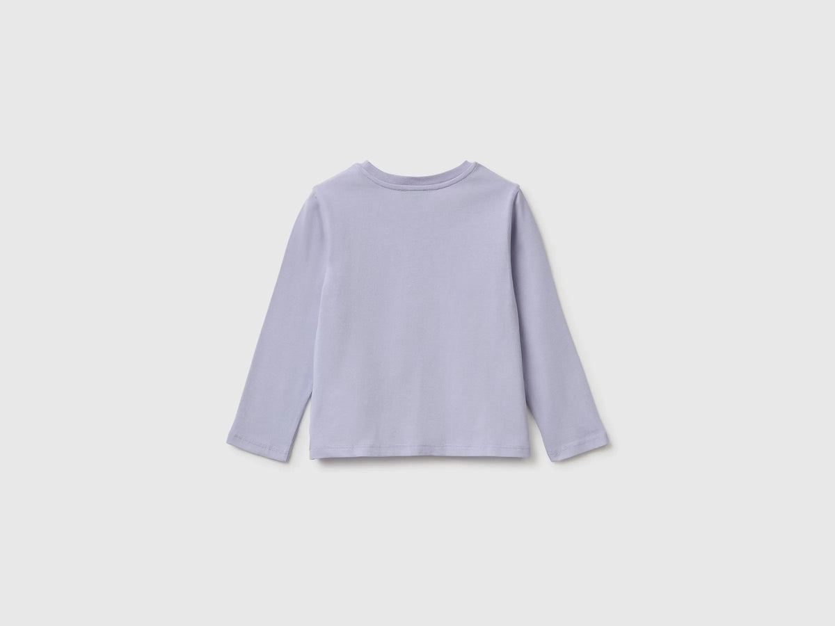 Benetton Lavender Girls T-Shirt with Puffy Print SKU: 3ATNG10NI_19B Image 02