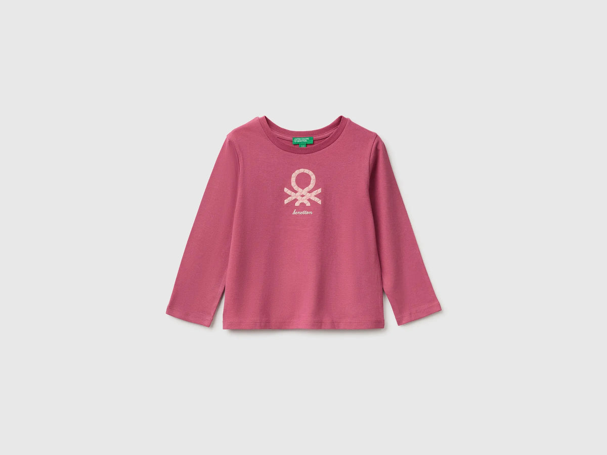 Benetton Fuchsia Girls T-Shirt with Puffy Print SKU: 3ATNG10NI_2J4 Image 01