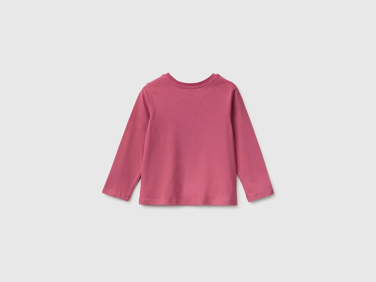 Benetton Fuchsia Girls T-Shirt with Puffy Print SKU: 3ATNG10NI_2J4 Image 02