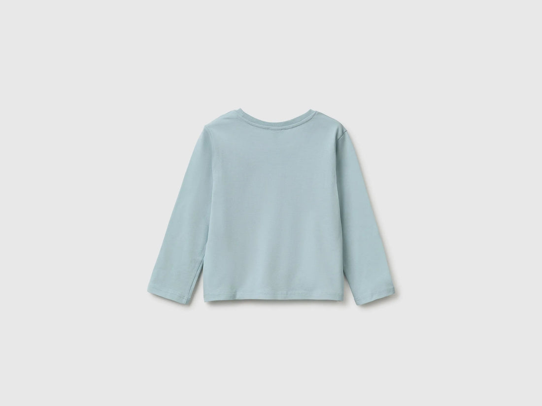 Benetton Aqua Girls T-Shirt with Puffy Print SKU: 3ATNG10NI_31A Image 02