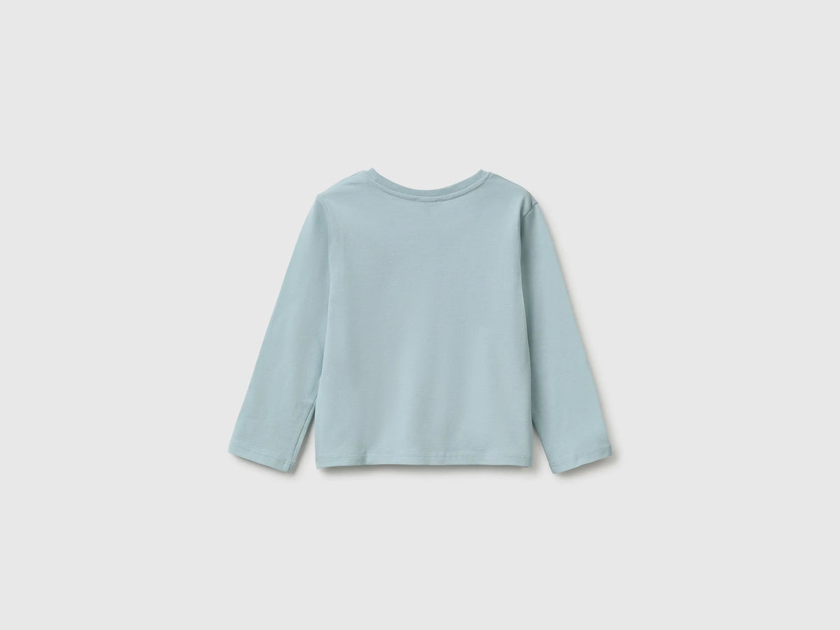 Benetton Aqua Girls T-Shirt with Puffy Print SKU: 3ATNG10NI_31A Image 02