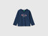 Benetton Blue Girls T-Shirt with Puffy Print SKU: 3ATNG10NI_355 Image 01