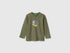 Benetton Military Green Boys Long-Sleeved T-Shirt with Print SKU: 3ATNG10NK_07N Image 01