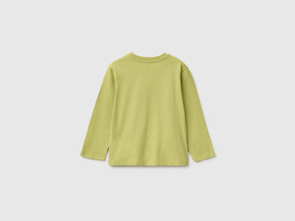 Benetton Lime Boys Long-Sleeved T-Shirt with Print SKU: 3ATNG10NK_168 Image 02
