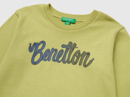 Benetton Lime Boys Long-Sleeved T-Shirt with Print SKU: 3ATNG10NK_168 Image 03