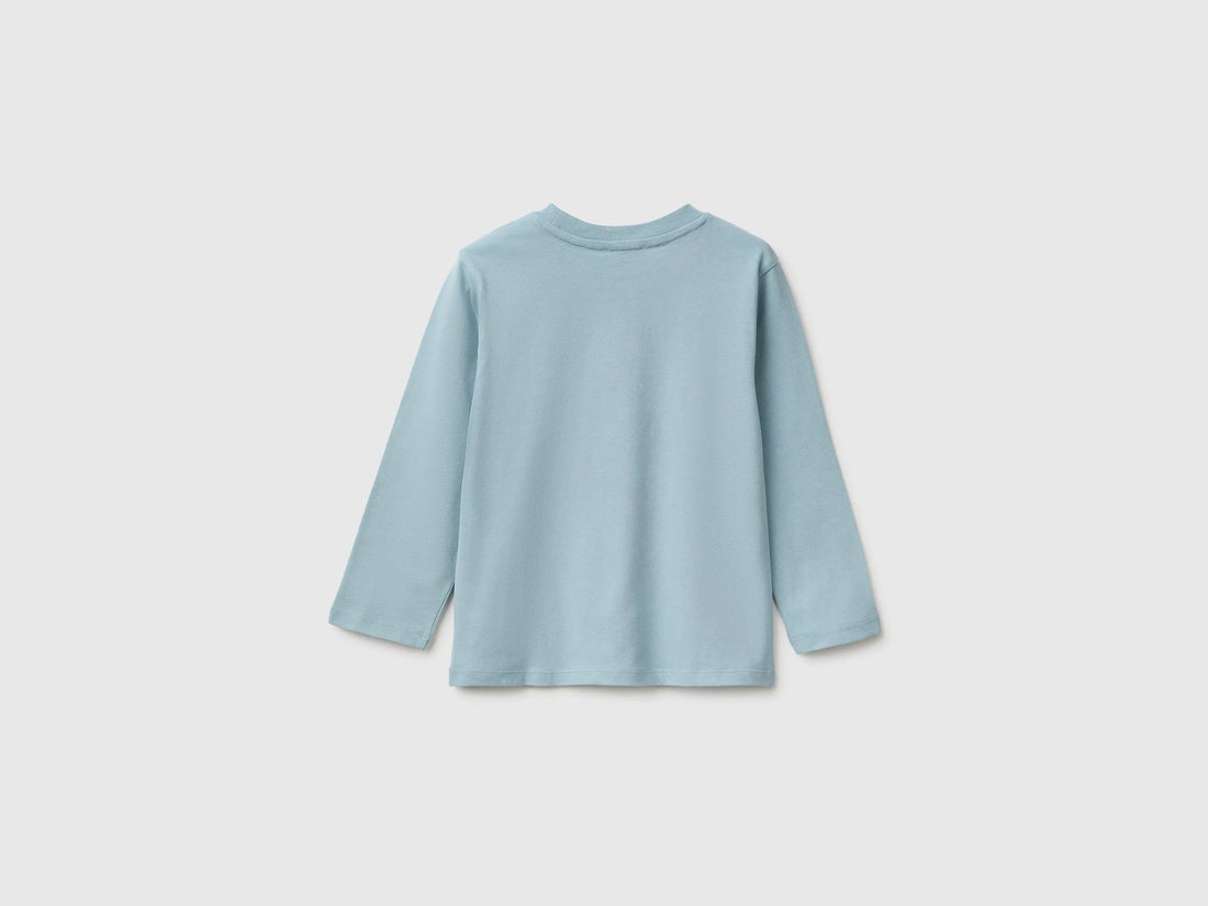 Benetton Air Force Blue Boys Long-Sleeved T-Shirt with Print SKU: 3ATNG10NK_3E4 Image 02