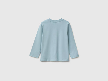 Benetton Air Force Blue Boys Long-Sleeved T-Shirt with Print SKU: 3ATNG10NK_3E4 Image 02