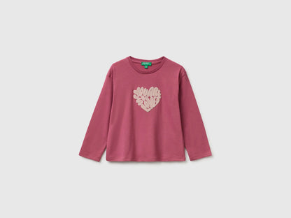 Benetton Fuchsia Girls 100% Organic Cotton T-Shirt with Print SKU: 3ATNG10NN_2J4 Image 01