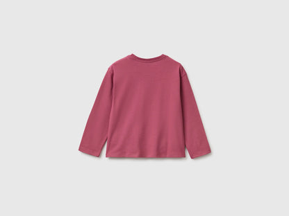 Benetton Fuchsia Girls 100% Organic Cotton T-Shirt with Print SKU: 3ATNG10NN_2J4 Image 02