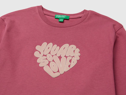 Benetton Fuchsia Girls 100% Organic Cotton T-Shirt with Print SKU: 3ATNG10NN_2J4 Image 03