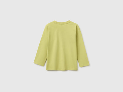 Benetton Lime Boys 100% Organic Cotton T-Shirt with Print SKU: 3ATNG10NP_168 Image 02