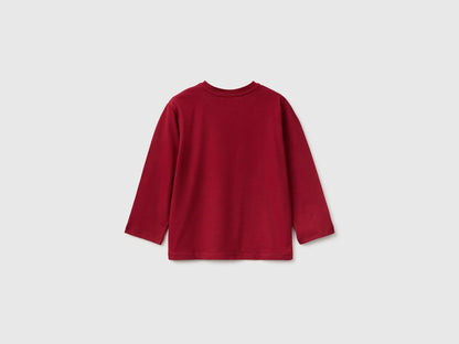 Benetton Burgundy Boys 100% Organic Cotton T-Shirt with Print SKU: 3ATNG10NP_21C Image 02