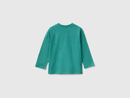 Benetton Dark Green Boys 100% Organic Cotton T-Shirt with Print SKU: 3ATNG10NP_285 Image 02