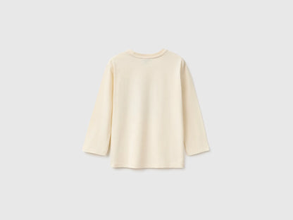 Benetton Creamy White Boys 100% Organic Cotton T-Shirt with Print SKU: 3ATNG10NP_3C9 Image 02