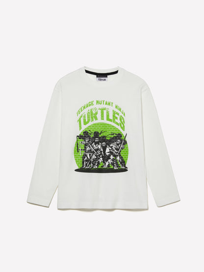 White T-Shirt with Teenage Mutant Ninja Turtles Print_3ATNX104X_074_01