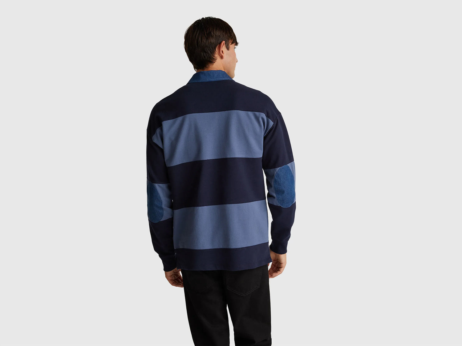 Benetton_Dark Blue_Striped Rugby Polo in Sweat Fabric_3BC1U302L_616_02