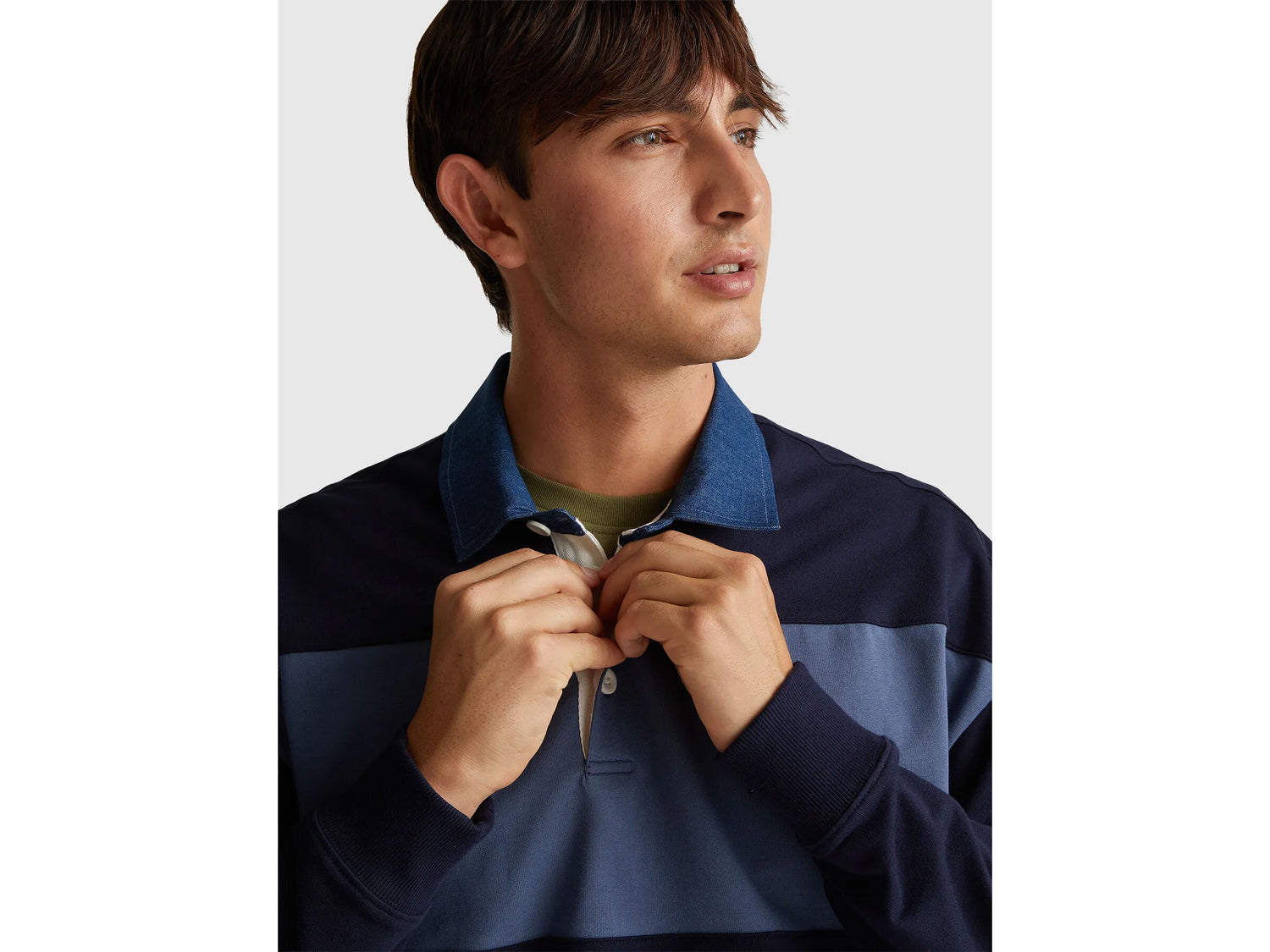 Benetton_Dark Blue_Striped Rugby Polo in Sweat Fabric_3BC1U302L_616_04