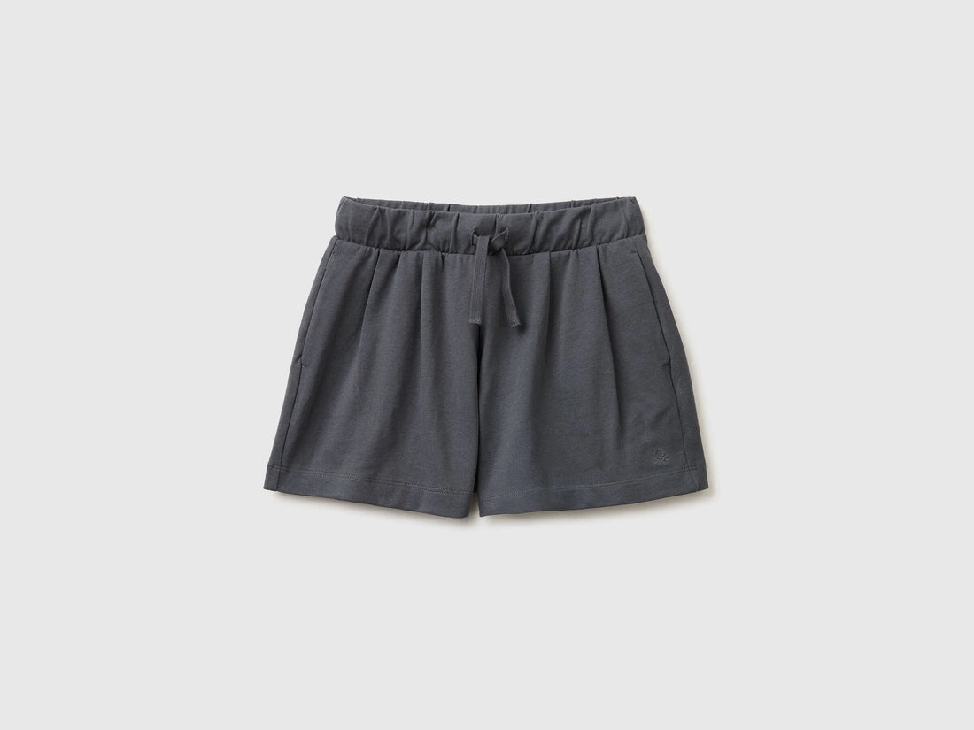 Benetton Dark Gray Girls Bermuda Shorts with Drawstring SKU: 3BL0C903I_23C Image 01