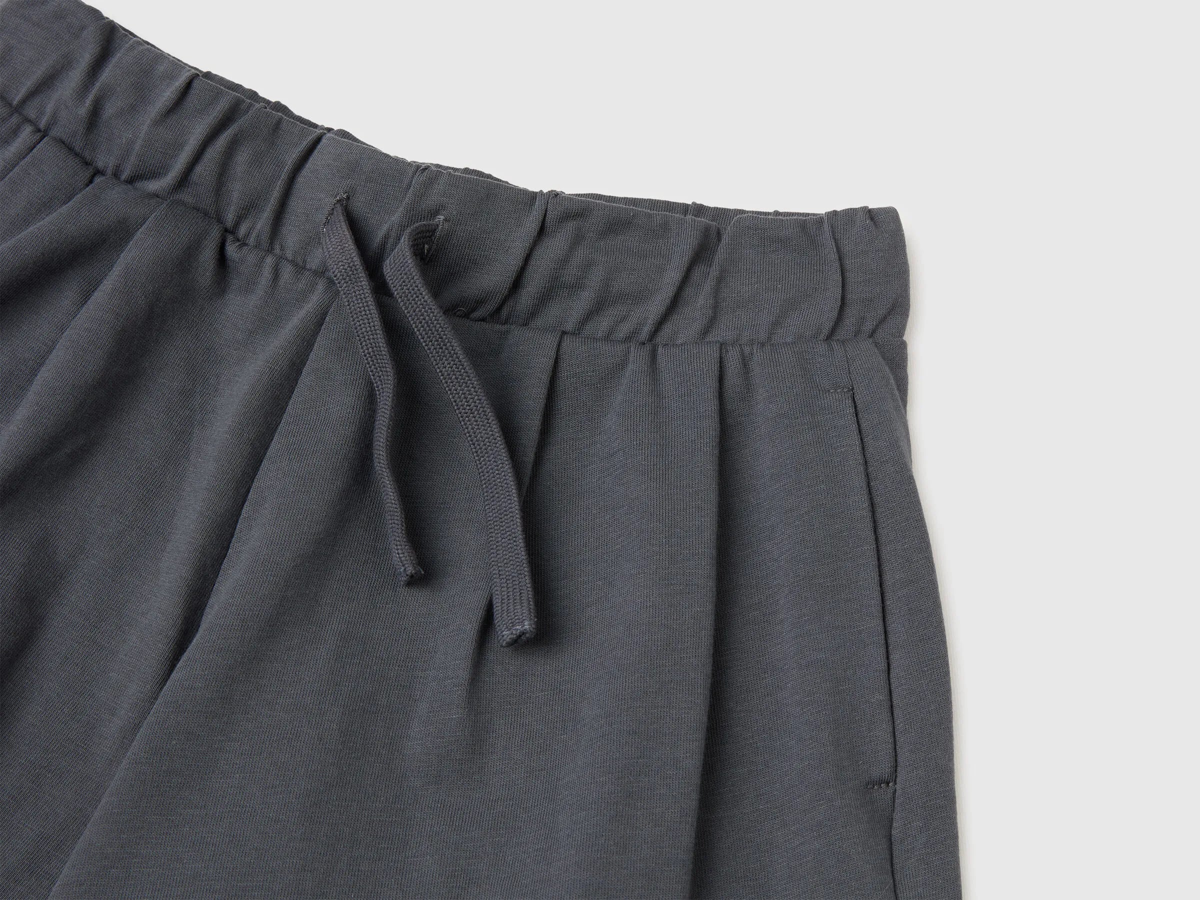 Benetton Dark Gray Girls Bermuda Shorts with Drawstring SKU: 3BL0C903I_23C Image 03