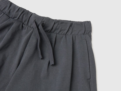 Benetton Dark Gray Girls Bermuda Shorts with Drawstring SKU: 3BL0C903I_23C Image 03