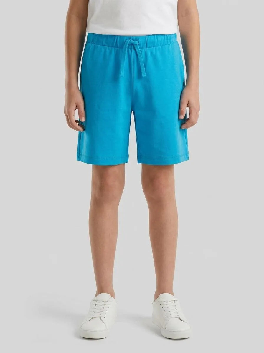 Benetton Light Blue Boys 100% Cotton Bermuda Shorts SKU: 3BL0C903L_051 Image 00