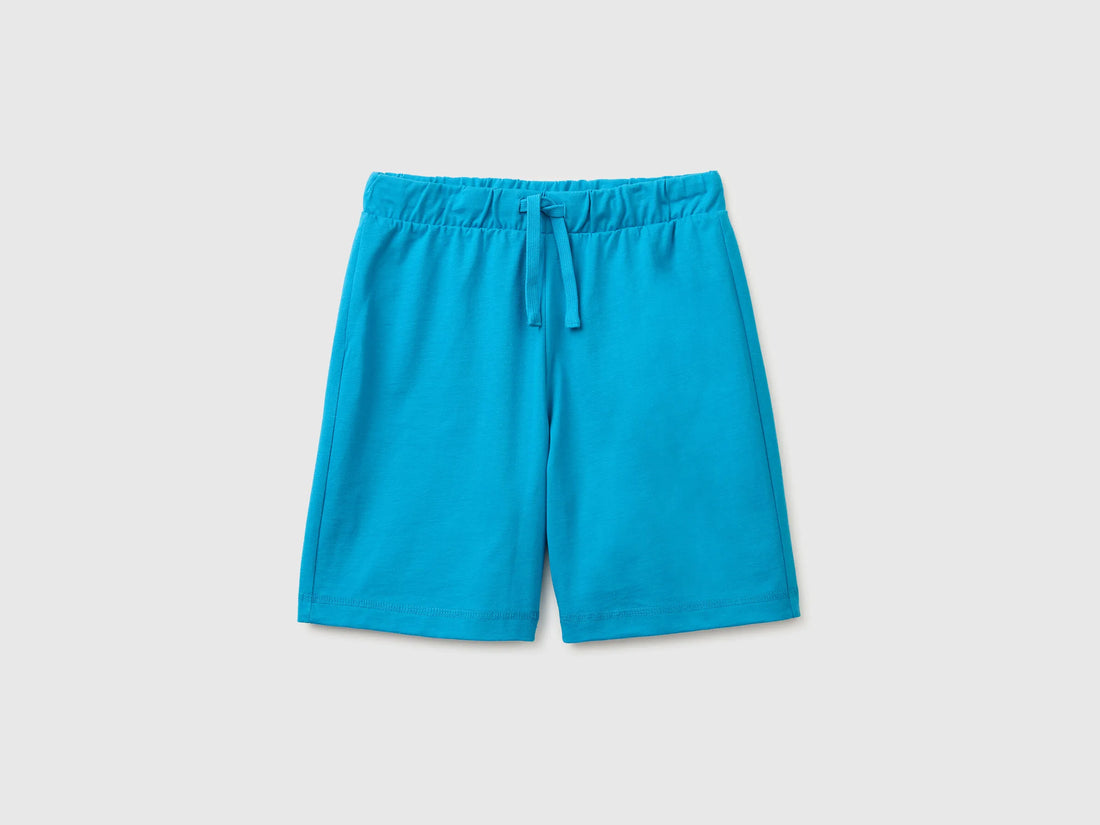Benetton Light Blue Boys 100% Cotton Bermuda Shorts SKU: 3BL0C903L_051 Image 01