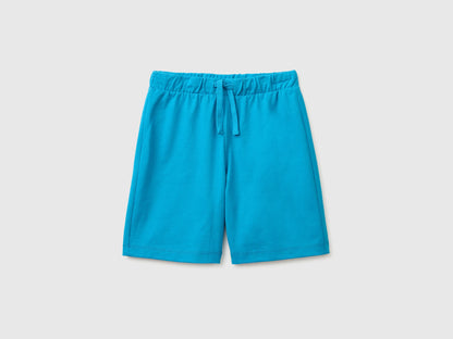 Benetton Light Blue Boys 100% Cotton Bermuda Shorts SKU: 3BL0C903L_051 Image 01