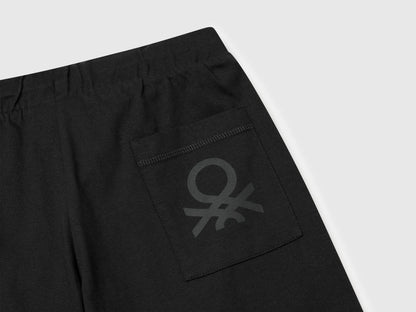 Benetton Black Boys 100% Cotton Bermuda Shorts SKU: 3BL0C903L_100 Image 03