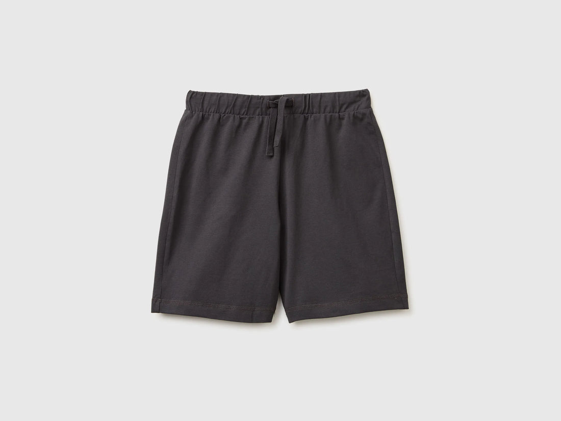 Benetton Dark Gray Boys 100% Cotton Bermuda Shorts SKU: 3BL0C903L_19E Image 01