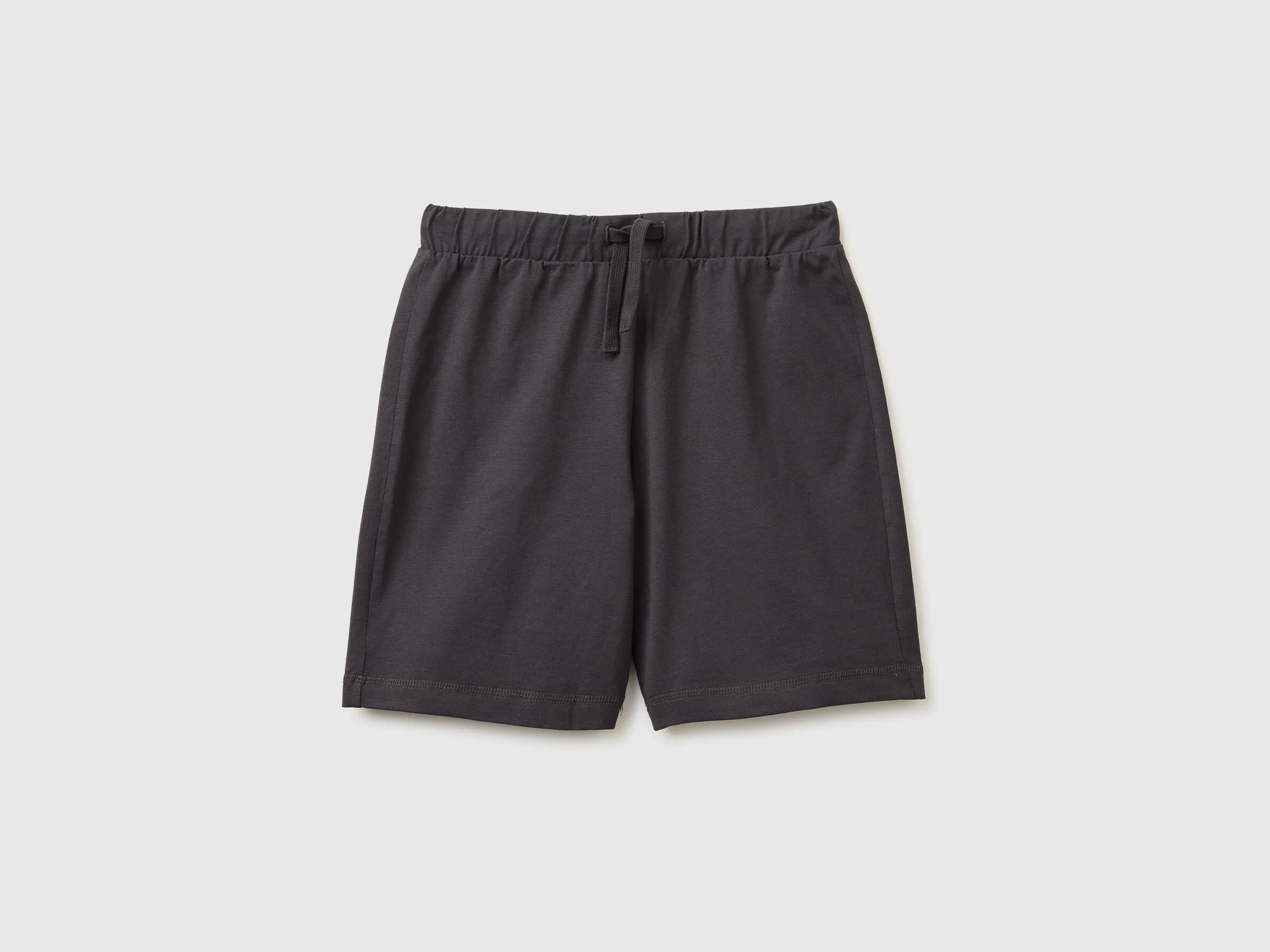 Benetton Dark Gray Boys 100% Cotton Bermuda Shorts SKU: 3BL0C903L_19E Image 01