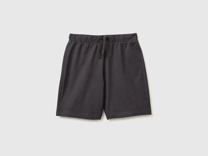 Benetton Dark Gray Boys 100% Cotton Bermuda Shorts SKU: 3BL0C903L_19E Image 01