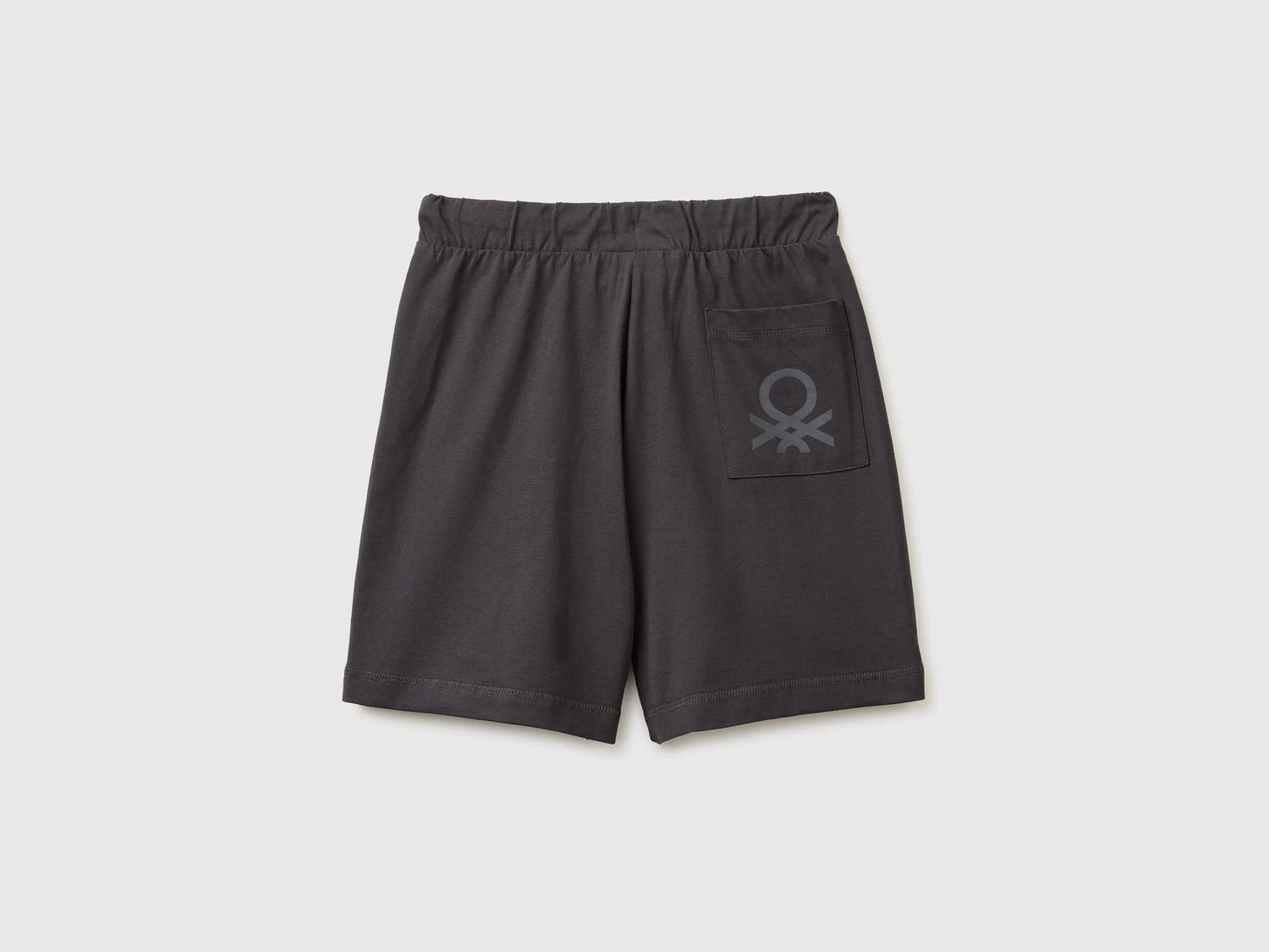Benetton Dark Gray Boys 100% Cotton Bermuda Shorts SKU: 3BL0C903L_19E Image 02