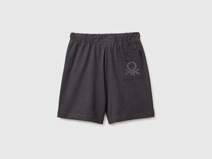 Benetton Dark Gray Boys 100% Cotton Bermuda Shorts SKU: 3BL0C903L_19E Image 02