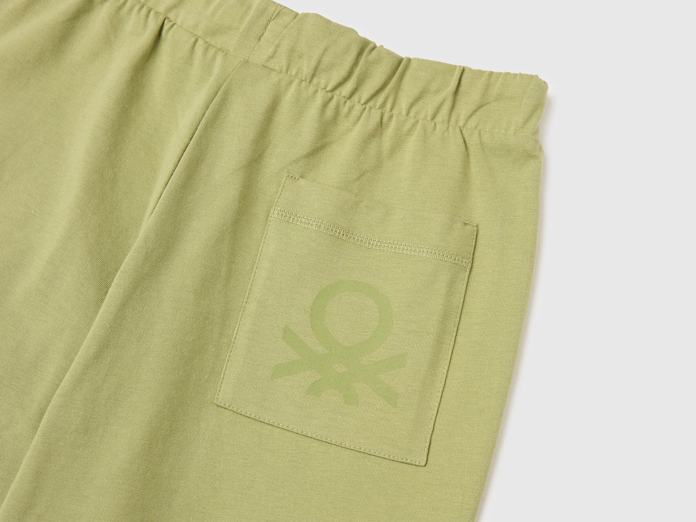Benetton Military Green Boys 100% Cotton Bermuda Shorts SKU: 3BL0C903L_1Q1 Image 03