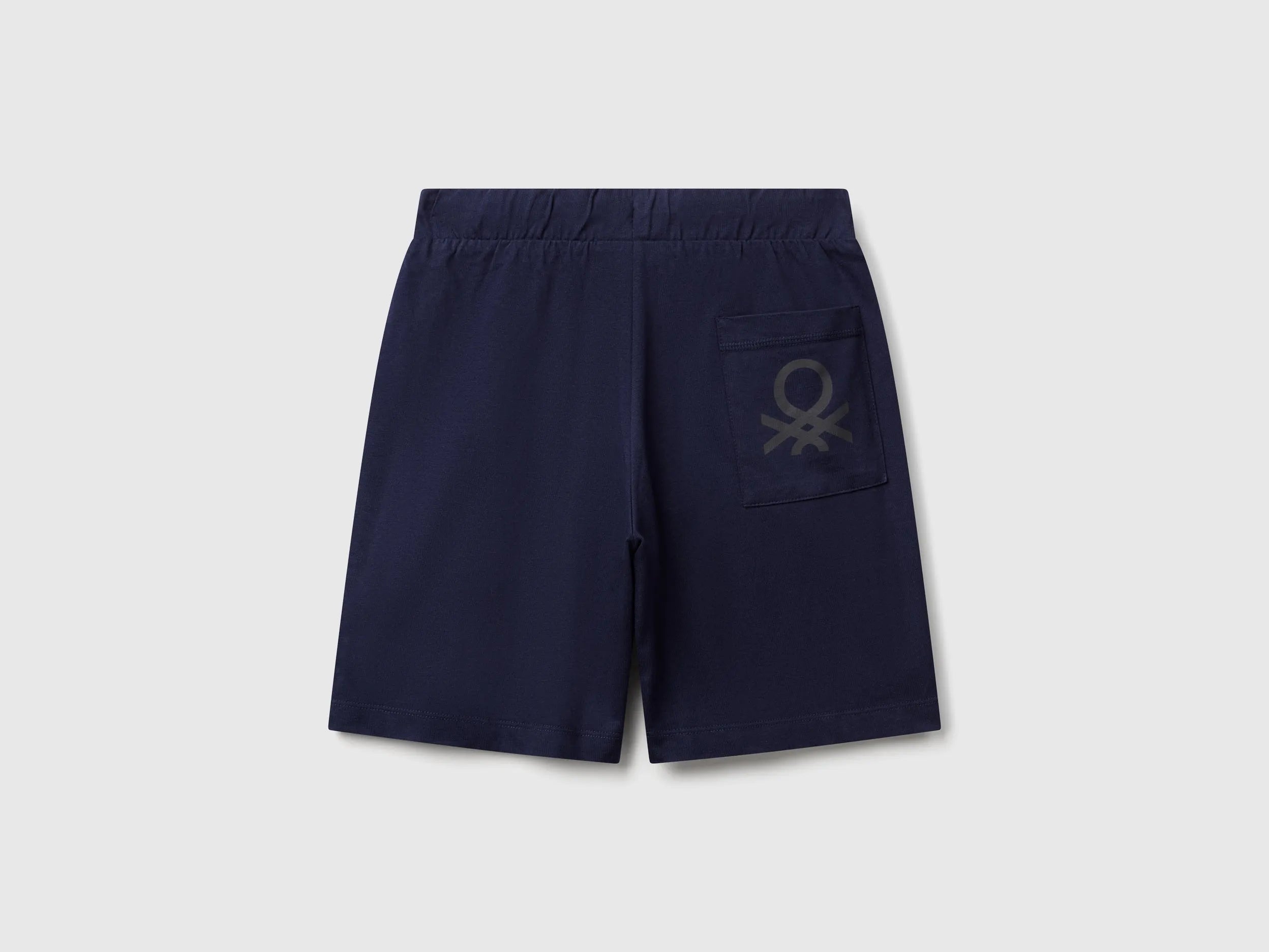 Benetton Dark blue Boys 100% Cotton Bermuda Shorts SKU: 3BL0C903L_252 Image 02