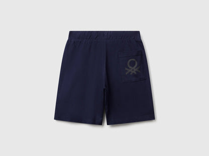 Benetton Dark blue Boys 100% Cotton Bermuda Shorts SKU: 3BL0C903L_252 Image 02