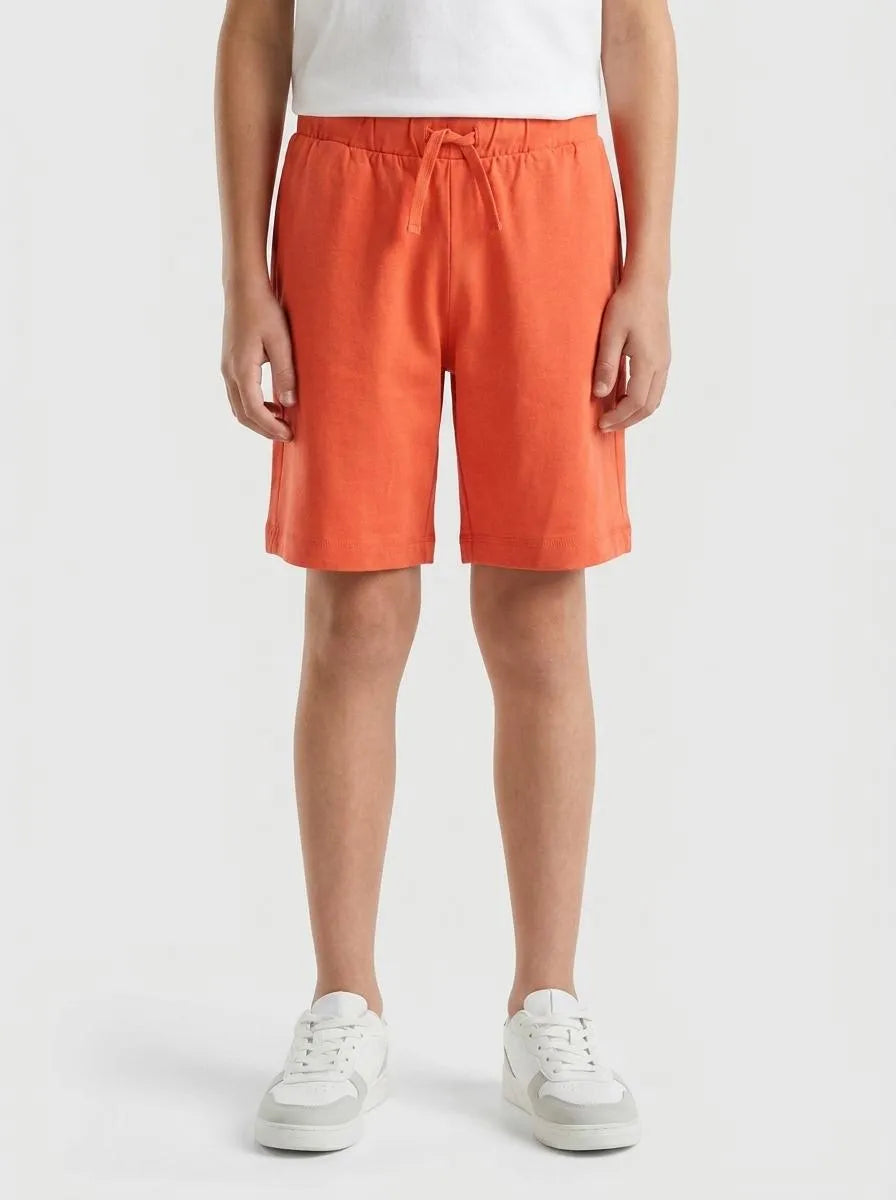 Benetton Orange Coral Boys 100% Cotton Bermuda Shorts SKU: 3BL0C903L_34Y Image 00