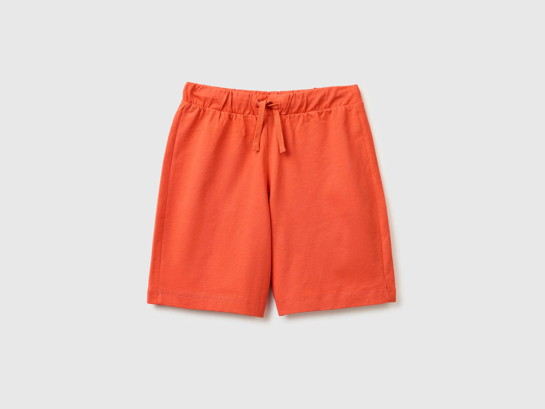 Benetton Orange Coral Boys 100% Cotton Bermuda Shorts SKU: 3BL0C903L_34Y Image 01