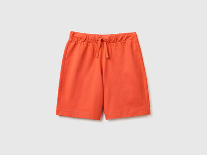Benetton Orange Coral Boys 100% Cotton Bermuda Shorts SKU: 3BL0C903L_34Y Image 01
