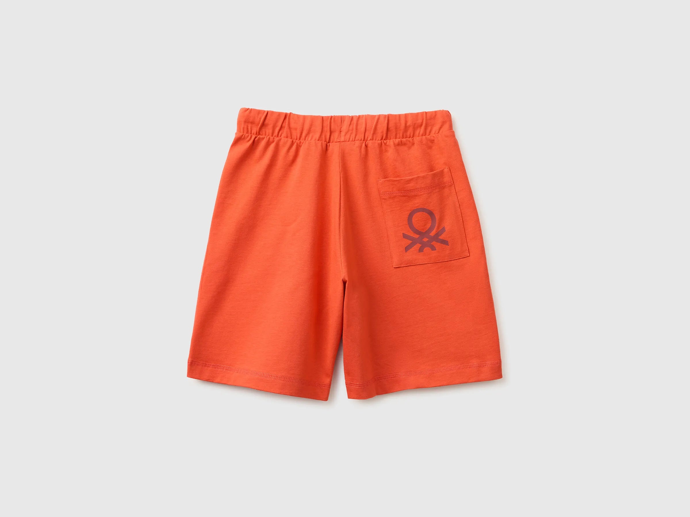 Benetton Orange Coral Boys 100% Cotton Bermuda Shorts SKU: 3BL0C903L_34Y Image 02