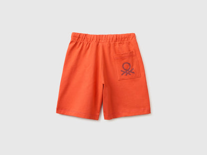 Benetton Orange Coral Boys 100% Cotton Bermuda Shorts SKU: 3BL0C903L_34Y Image 02