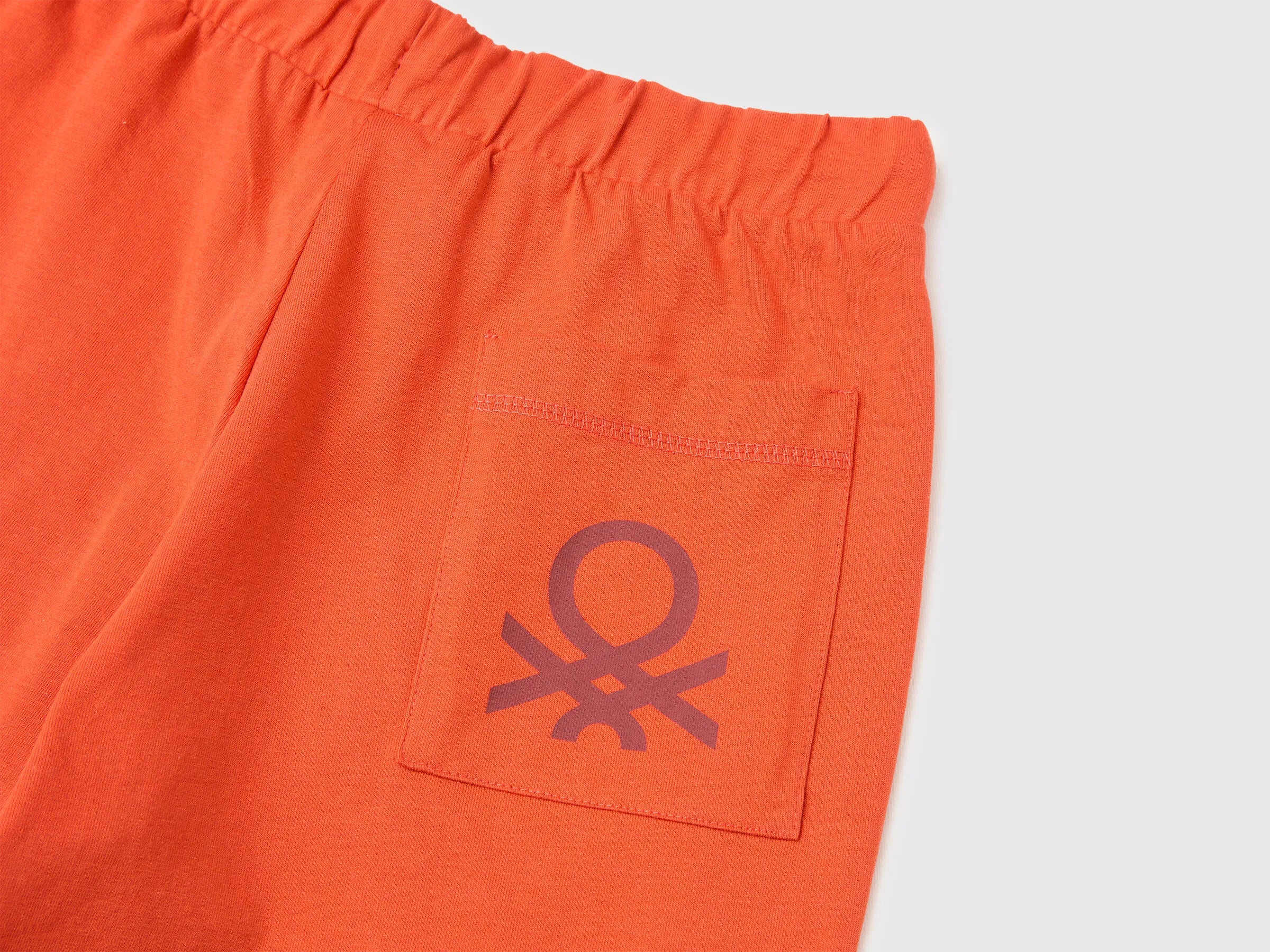 Benetton Orange Coral Boys 100% Cotton Bermuda Shorts SKU: 3BL0C903L_34Y Image 03