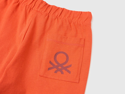 Benetton Orange Coral Boys 100% Cotton Bermuda Shorts SKU: 3BL0C903L_34Y Image 03