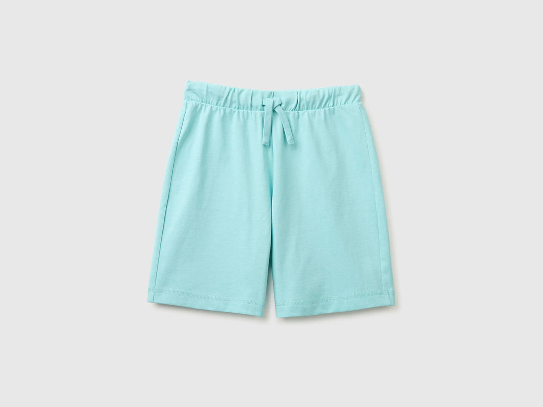 Benetton Aqua Boys 100% Cotton Bermuda Shorts SKU: 3BL0C903L_3L7 Image 01