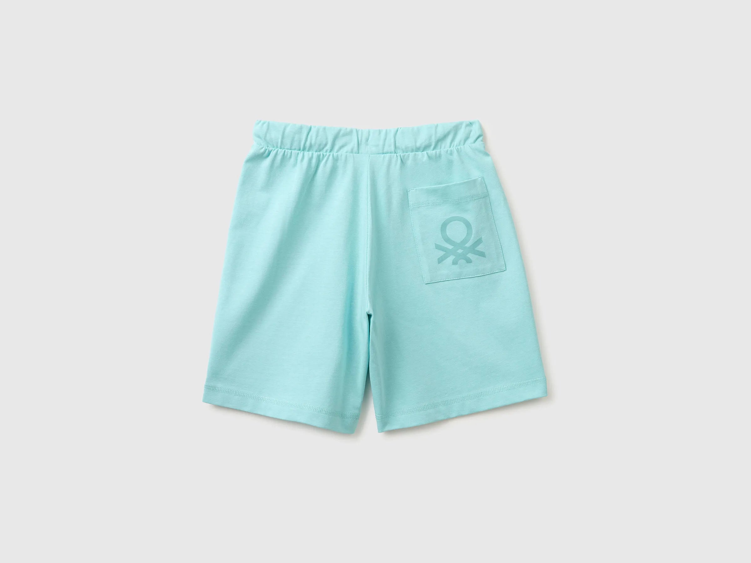 Benetton Aqua Boys 100% Cotton Bermuda Shorts SKU: 3BL0C903L_3L7 Image 02