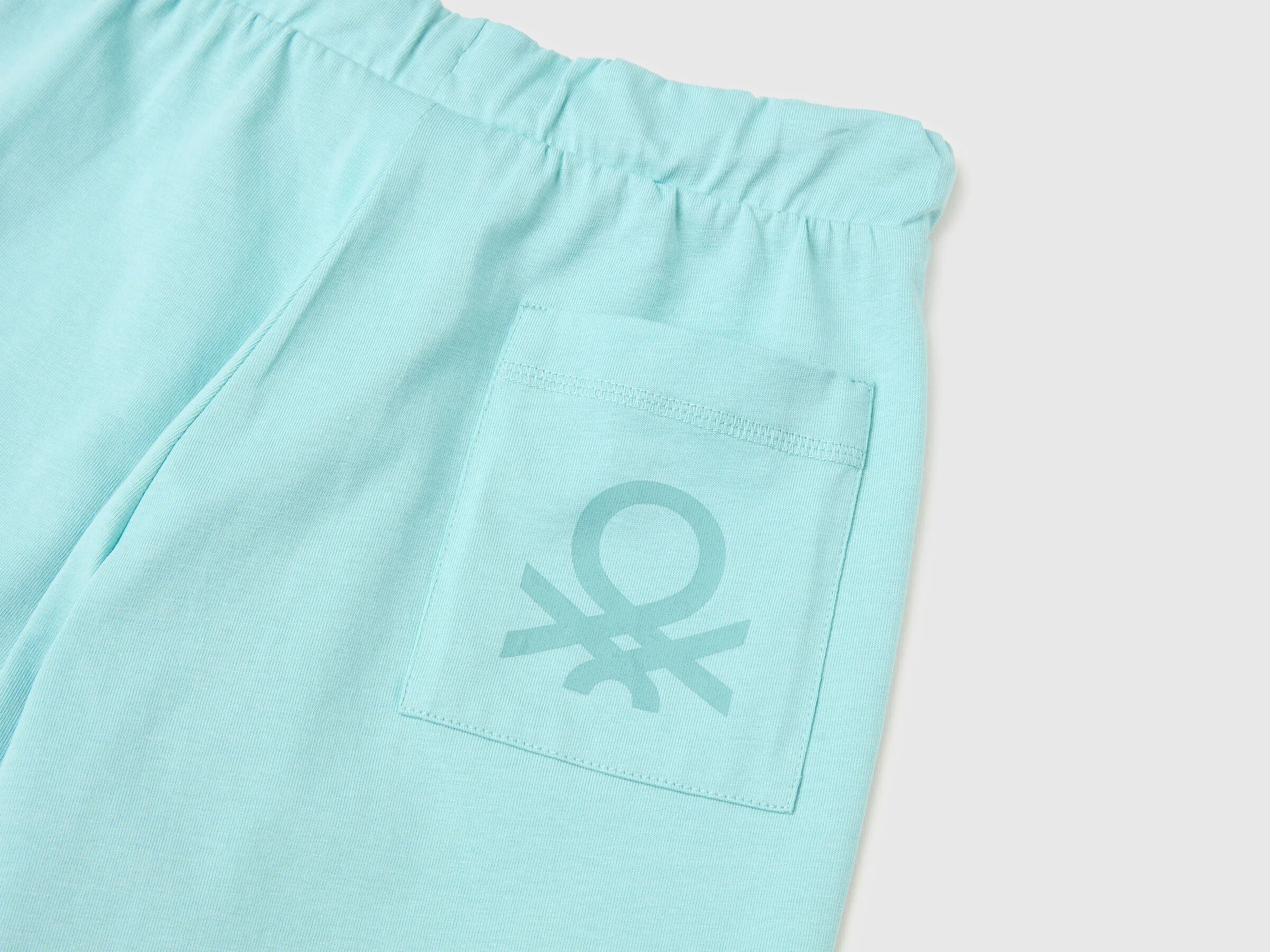 Benetton Aqua Boys 100% Cotton Bermuda Shorts SKU: 3BL0C903L_3L7 Image 03