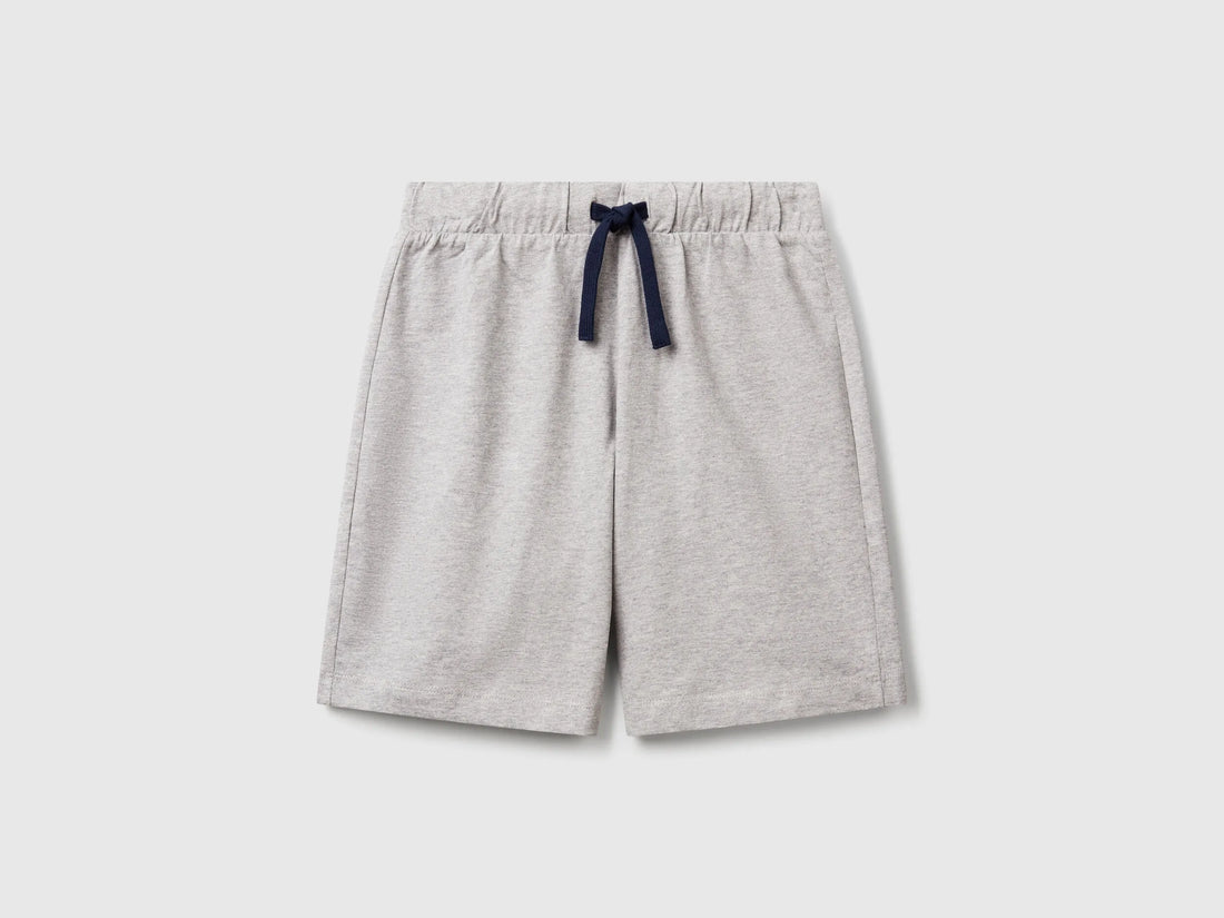 Benetton Light Gray Boys 100% Cotton Bermuda Shorts SKU: 3BL0C903L_501 Image 01